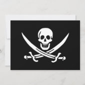 Cartes Pour Fêtes Annuelles Blanc, Drapeau Pirate Calico Jack, Crâne & Cutlass (Devant)