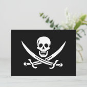 Cartes Pour Fêtes Annuelles Blanc, Drapeau Pirate Calico Jack, Crâne & Cutlass (Debout devant)