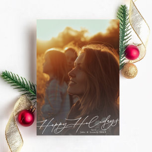 Cartes Pour Fêtes Annuelles Blanc Elégant Splendor Photo Happy