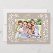 Cartes Pour Fêtes Annuelles Blanc hiver verdure Photo Noël (Devant)