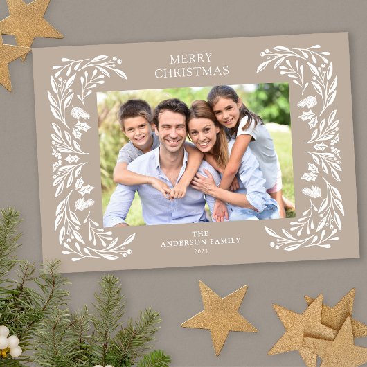 Cartes Pour Fêtes Annuelles Blanc hiver verdure Photo Noël