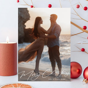 Cartes Pour Fêtes Annuelles Blanc Joyeux Noël Élégant Splendeur Photo