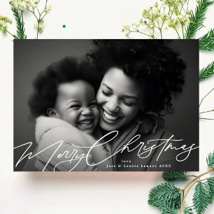 Cartes Pour Fêtes Annuelles Blanc Joyeux Noël Élégant Splendeur Photo