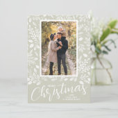 Cartes Pour Fêtes Annuelles Blanc Joyeux Noël vert photo (Debout devant)