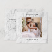 Cartes Pour Fêtes Annuelles Blanc marbre | Joyeux Noël avec photo (Devant / Derrière)