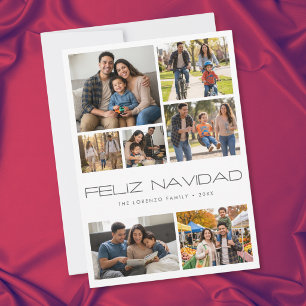 Cartes Pour Fêtes Annuelles Blanc Moderne 7 Photo Collage Feliz Navidad