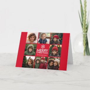 Cartes Pour Fêtes Annuelles Blanc rouge de collage de photo de Joyeux Noël