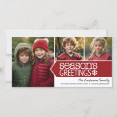 Cartes Pour Fêtes Annuelles Blanc rouge Joyeuses Fêtes - 3 photos (Devant)