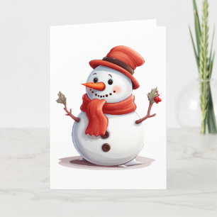 Cartes Pour Fêtes Annuelles BLANK Snowman mignon et adorable