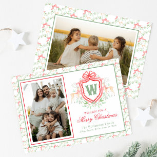 Cartes Pour Fêtes Annuelles Blason de monogramme de rennes grandmillennial à l