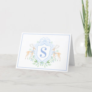 Cartes Pour Fêtes Annuelles Blason de renne de Noël grandmillennial avec monog