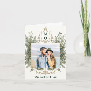 Cartes Pour Fêtes Annuelles Blason Élégant de Verdure Botanique