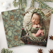 Cartes Pour Fêtes Annuelles Blessant Élégant Photo Verdure Bébé 1er Noël