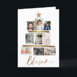 Cartes Pour Fêtes Annuelles Blessé Gold Script Christmas Tree Photo Collage<br><div class="desc">Célébrez la joie et la chaleur de la saison des Fêtes avec notre "Blessed Gold Script Christmas Tree Photo Collage Card." Cette carte n'est pas seulement un salut, c'est un moyen sincère de se connecter avec ses proches et de partager les moments spéciaux qui font briller votre année. 🌲 Collage...</div>