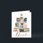 Cartes Pour Fêtes Annuelles Blessé Gold Script Christmas Tree Photo Collage<br><div class="desc">Célébrez la joie et la chaleur de la saison des Fêtes avec notre "Blessed Gold Script Christmas Tree Photo Collage Card." Cette carte n'est pas seulement un salut, c'est un moyen sincère de se connecter avec ses proches et de partager les moments spéciaux qui font briller votre année. 🌲 Collage...</div>