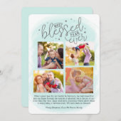 Cartes Pour Fêtes Annuelles Blessed Year Ever Bilan de l'année en bleu | (Devant / Derrière)