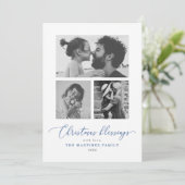 Cartes Pour Fêtes Annuelles Blessures de Noël Script bleu photo multiple (Debout devant)