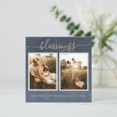 Cartes Pour Fêtes Annuelles Blessures d'or Bleu foncé Noël (Debout devant)