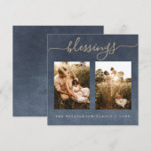 Cartes Pour Fêtes Annuelles Blessures d'or Bleu foncé Noël (Devant / Derrière)