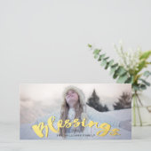 Cartes Pour Fêtes Annuelles Blessures Faux Gold Script Vacances Noël Photo (Debout devant)