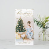 Cartes Pour Fêtes Annuelles Blessures Script Noël Religieux Élégant Photo (Debout devant)