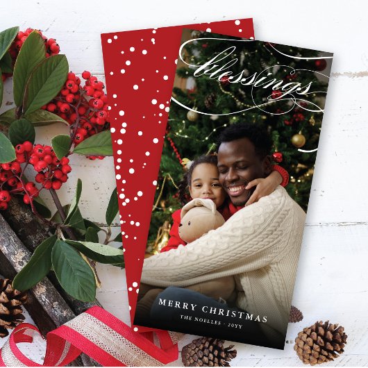 Cartes Pour Fêtes Annuelles Blessures Script Noël Religieux Élégant Photo