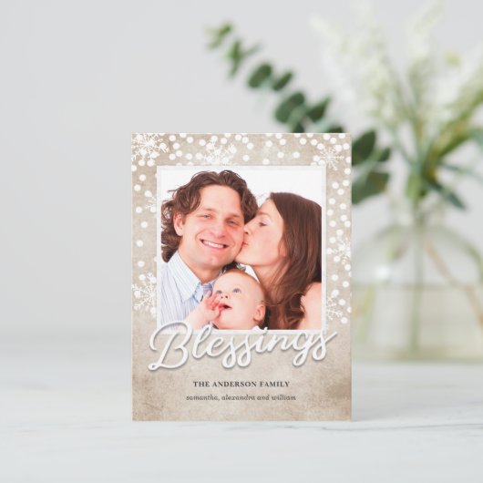 Cartes Pour Fêtes Annuelles Blessures simples de Bokeh Noël religieux (Debout devant)