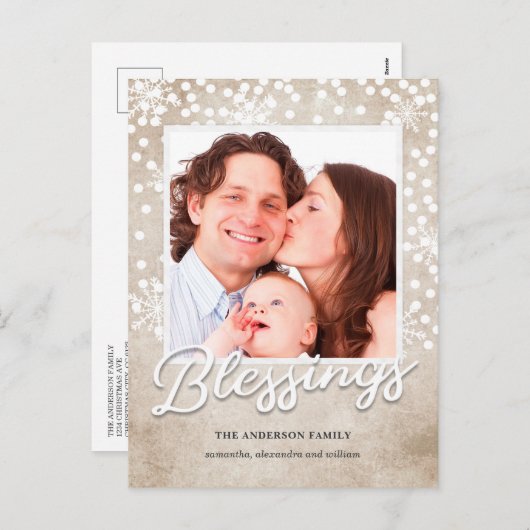 Cartes Pour Fêtes Annuelles Blessures simples de Bokeh Noël religieux (Devant / Derrière)