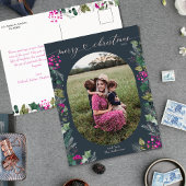 Cartes Pour Fêtes Annuelles Bleu Aquarelle Feuillage 1 Photo Noël