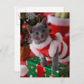 Cartes Pour Fêtes Annuelles Bleu bleu russe et Noël 2 (Devant / Derrière)