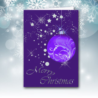 Cartes Pour Fêtes Annuelles Bleu Bulbe Argent Stars Noël