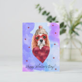 Cartes Pour Fêtes Annuelles Bleu Cavalier Espagnol Saint Valentin Chien cadeau (Debout devant)