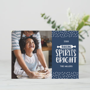 Cartes Pour Fêtes Annuelles Bleu Christmas Baking Spiritueux Photo