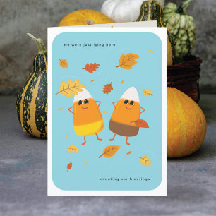 Cartes Pour Fêtes Annuelles Bleu Ciel Couple de Maïs Sucré Mixte Automne