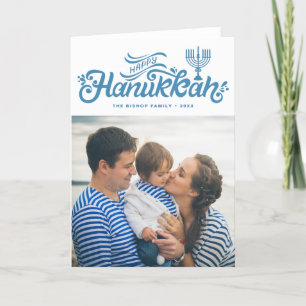 Cartes Pour Fêtes Annuelles Bleu clair Bonne main Hanoukka