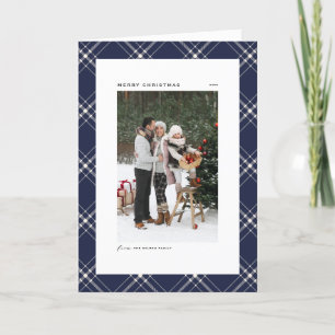 Cartes Pour Fêtes Annuelles Bleu classique Plaid Motif Joyeux Noël Photo