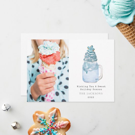 Cartes Pour Fêtes Annuelles Bleu de la saison douce Milkshake de Noël en floco