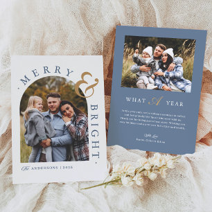 Cartes Pour Fêtes Annuelles Bleu Dusty Merry & Bright Arch Photo Noël