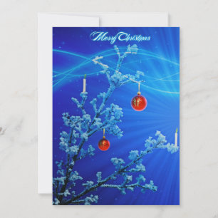 Cartes Pour Fêtes Annuelles Bleu Elegant Neige Balls Arbre Joyeux Noël