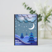 Cartes Pour Fêtes Annuelles Bleu Elegant Neige Balls Arbre Joyeux Noël (Debout devant)