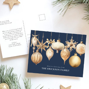 Cartes Pour Fêtes Annuelles Bleu Elegant Or Aquarelle de Noël