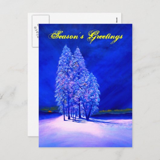 Cartes Pour Fêtes Annuelles Bleu épicéa (Devant / Derrière)