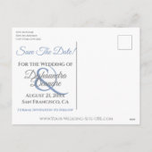 Cartes Pour Fêtes Annuelles Bleu et gris élégant mariage photo Enregistrer la (Dos)