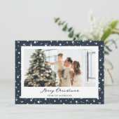 Cartes Pour Fêtes Annuelles Bleu étoile Joyeux Noël (Debout devant)