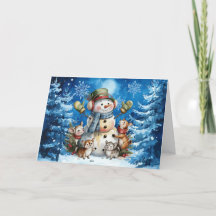 Bleu hivernal classique Snowman & Woodland Animaux