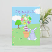 Cartes Pour Fêtes Annuelles Bleu lapin de Pâques Grandson (Debout devant)