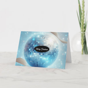 Cartes Pour Fêtes Annuelles Bleu Lumineuse Boule de Disco Noël