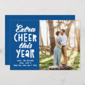 Cartes Pour Fêtes Annuelles Bleu Lumineux Extra Cheer Cette Année Bébé (Devant / Derrière)