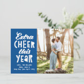 Cartes Pour Fêtes Annuelles Bleu Lumineux Extra Cheer Cette Année Bébé (Debout devant)