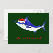 Cartes Pour Fêtes Annuelles Bleu Marlin Santa Claus (Devant / Derrière)
